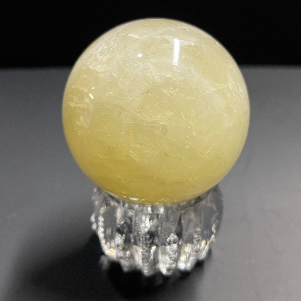 Yellow Citrine Calcite Quartz Crystal Sphere Gemstone 261g